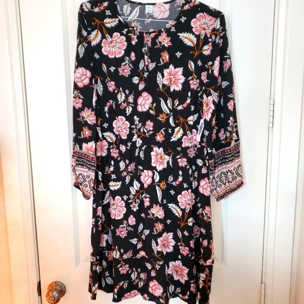 NWT, Old Navy, Large, Floral Midi long sleeve dress